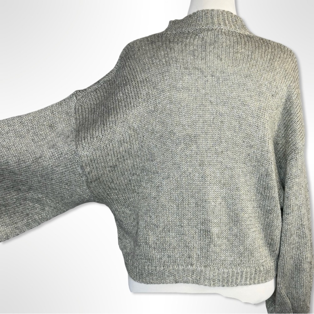 BB Dakota by Steve Madden Grey Metallic Balloon Sleeve Sweater - Picture 7 of 10